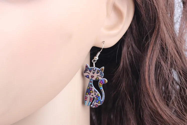 Drop Cat Earrings Dangle Long Acrylic Pattern Earring Fashion Jewelry For Women New Arrival Accessories