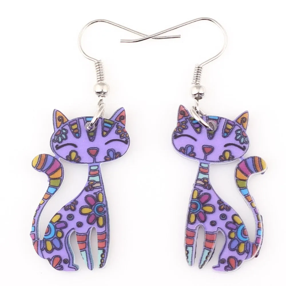 Drop Cat Earrings Dangle Long Acrylic Pattern Earring Fashion Jewelry For Women New Arrival Accessories