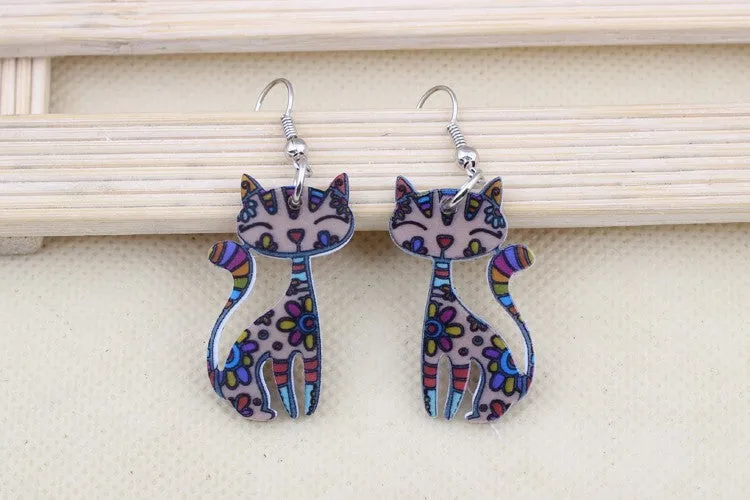 Drop Cat Earrings Dangle Long Acrylic Pattern Earring Fashion Jewelry For Women New Arrival Accessories