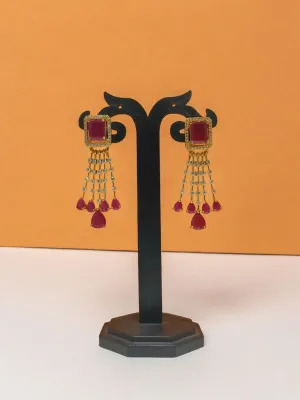 Elegant Alloy Red stone Jhumki Earrings