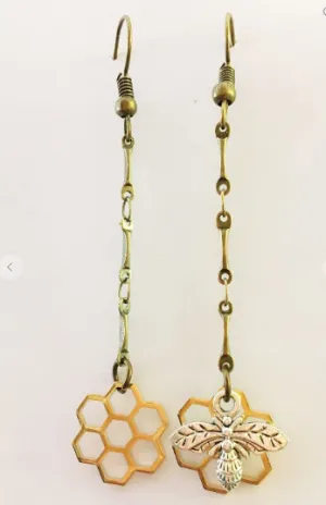 Elegant Gold Honeybee Dangling Earrings