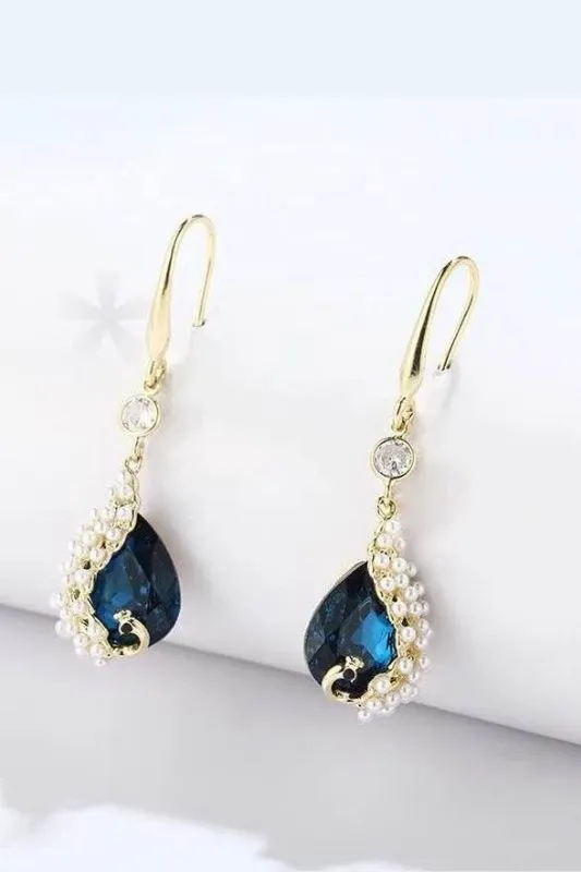 Elegant Peacock Pearl Earrings