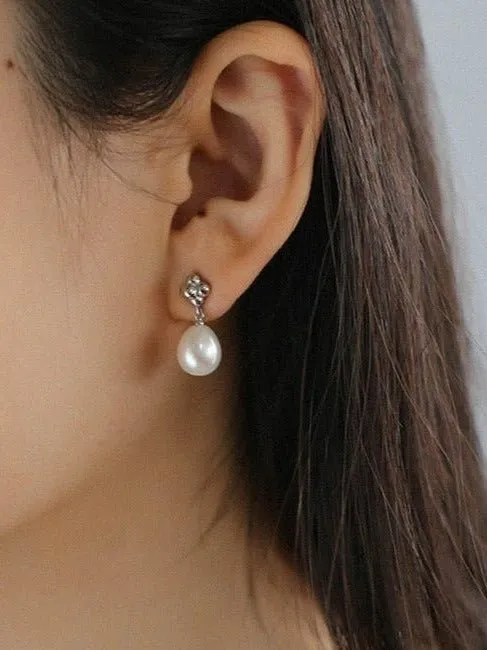 Elegant Sterling Silver Pearl Earrings