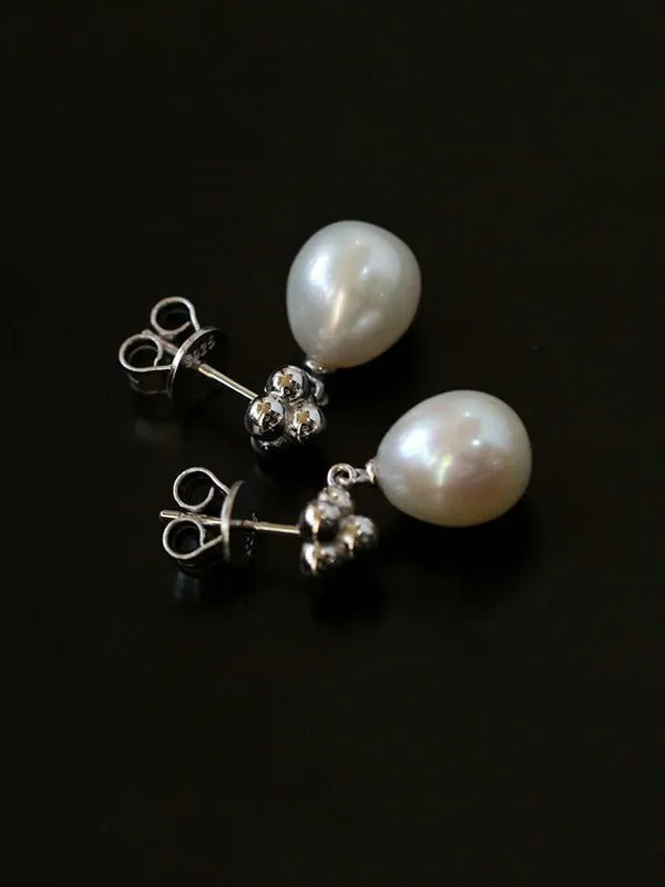 Elegant Sterling Silver Pearl Earrings