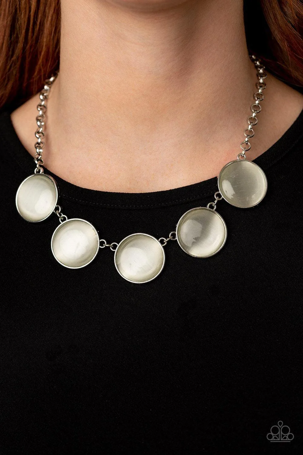 Ethereal Escape White Cat's Eye Stone Necklace - Paparazzi Accessories