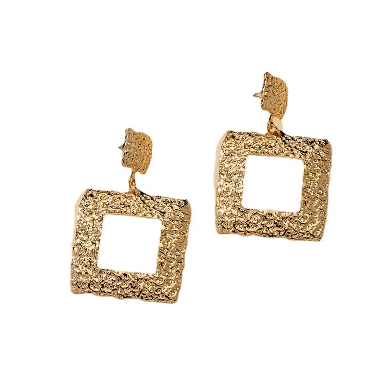 European American Trendy Metal Square Earrings - Vienna Verve Collection