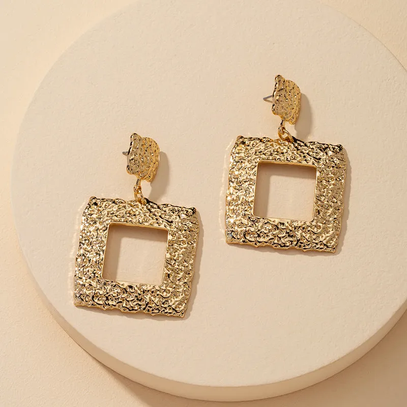 European American Trendy Metal Square Earrings - Vienna Verve Collection