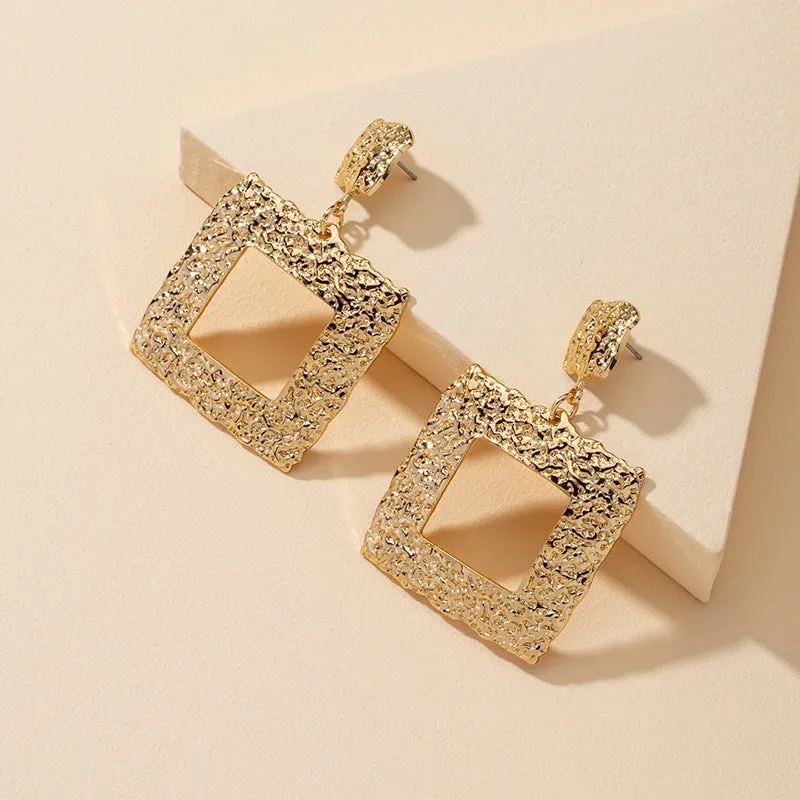 European American Trendy Metal Square Earrings - Vienna Verve Collection