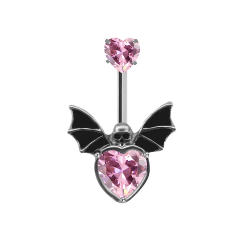 Evil Eye Heart-shaped Bat Stainless Steel Belly Ring