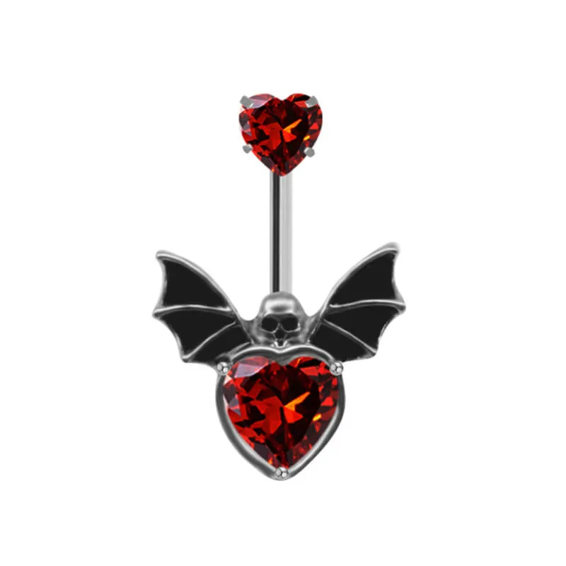 Evil Eye Heart-shaped Bat Stainless Steel Belly Ring