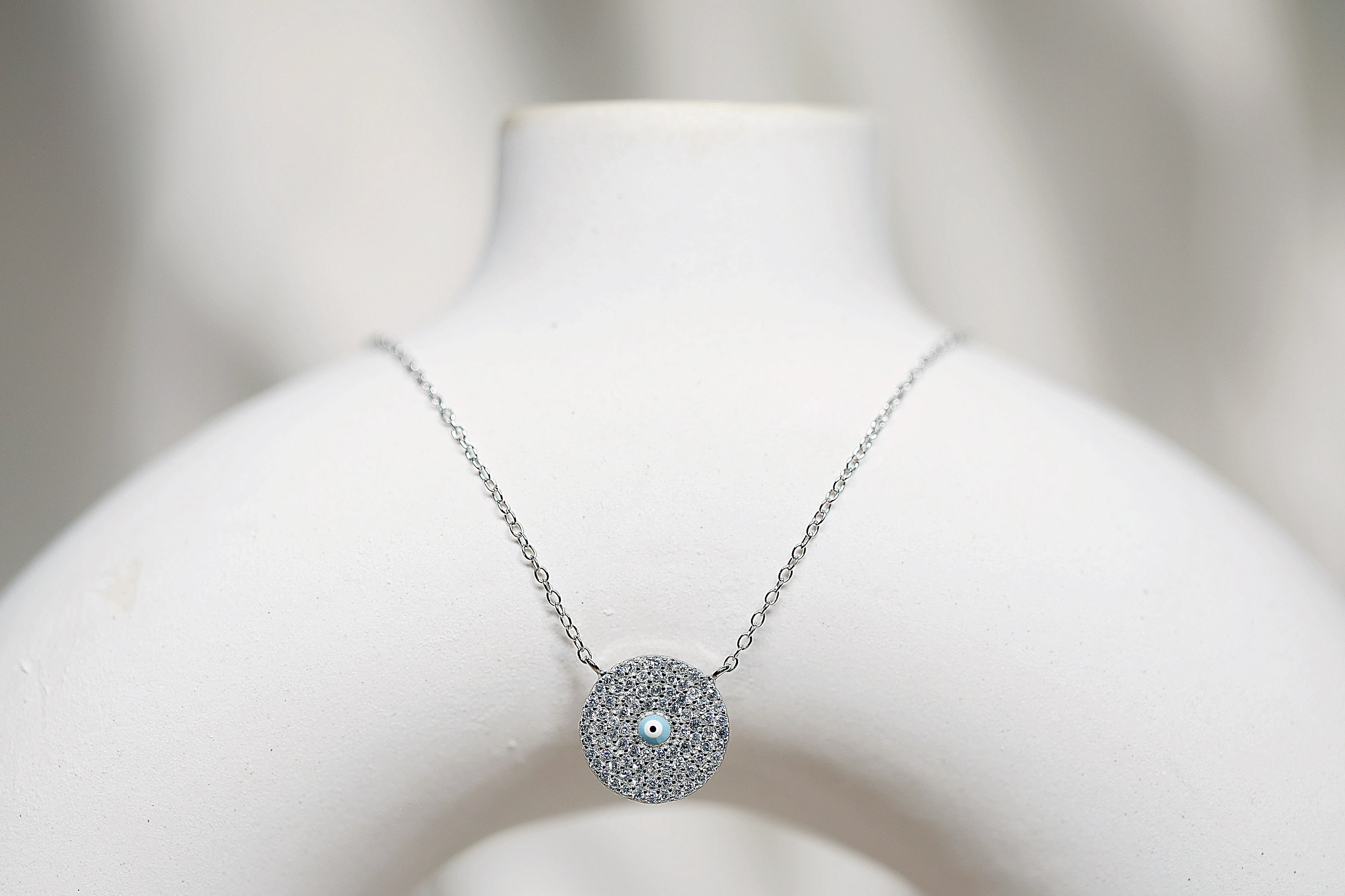 Evil eye silver necklace