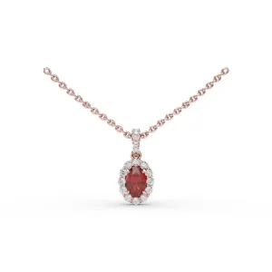 Fana Ruby and Diamond Halo Necklace