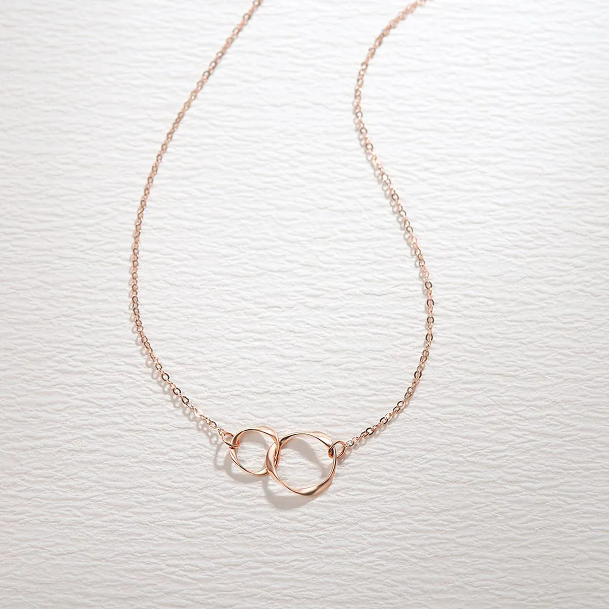 FANCIME Double Circles 14K Solid Gold Necklace