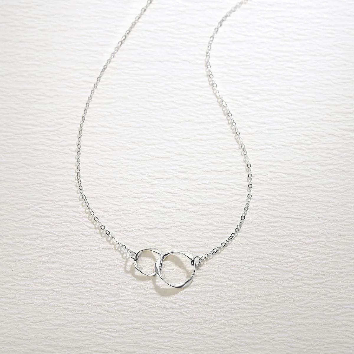 FANCIME Double Circles 14K Solid Gold Necklace