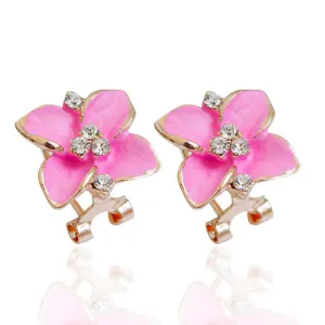 Fashion Gold Plated Flower Crystal Stud Earrings Flower Rhinestone Earrings for Women