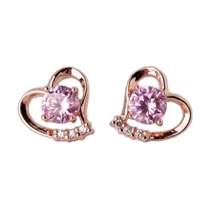 Fashion Love Heart Earrings Jewelry Rose Gold/Silver Plating Zirconia Crystal Stones Stud Earrings Female