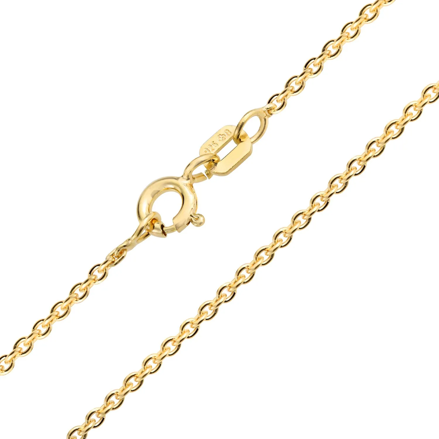 Fine Italian Rolo Link Cable Chain Necklace 14K Yellow Plated Silver 16-24 Inch