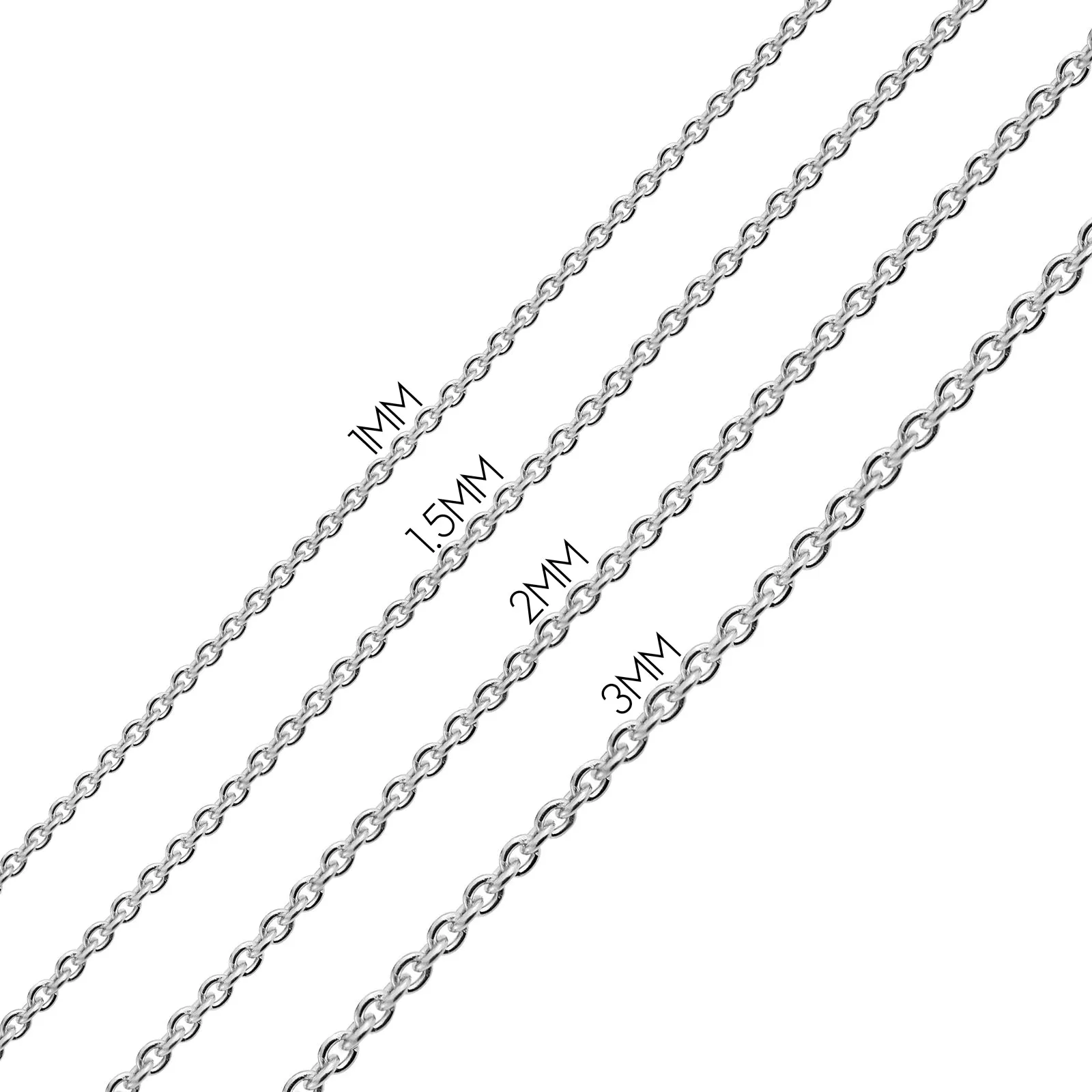 Fine Italian Rolo Link Cable Chain Necklace 14K Yellow Plated Silver 16-24 Inch