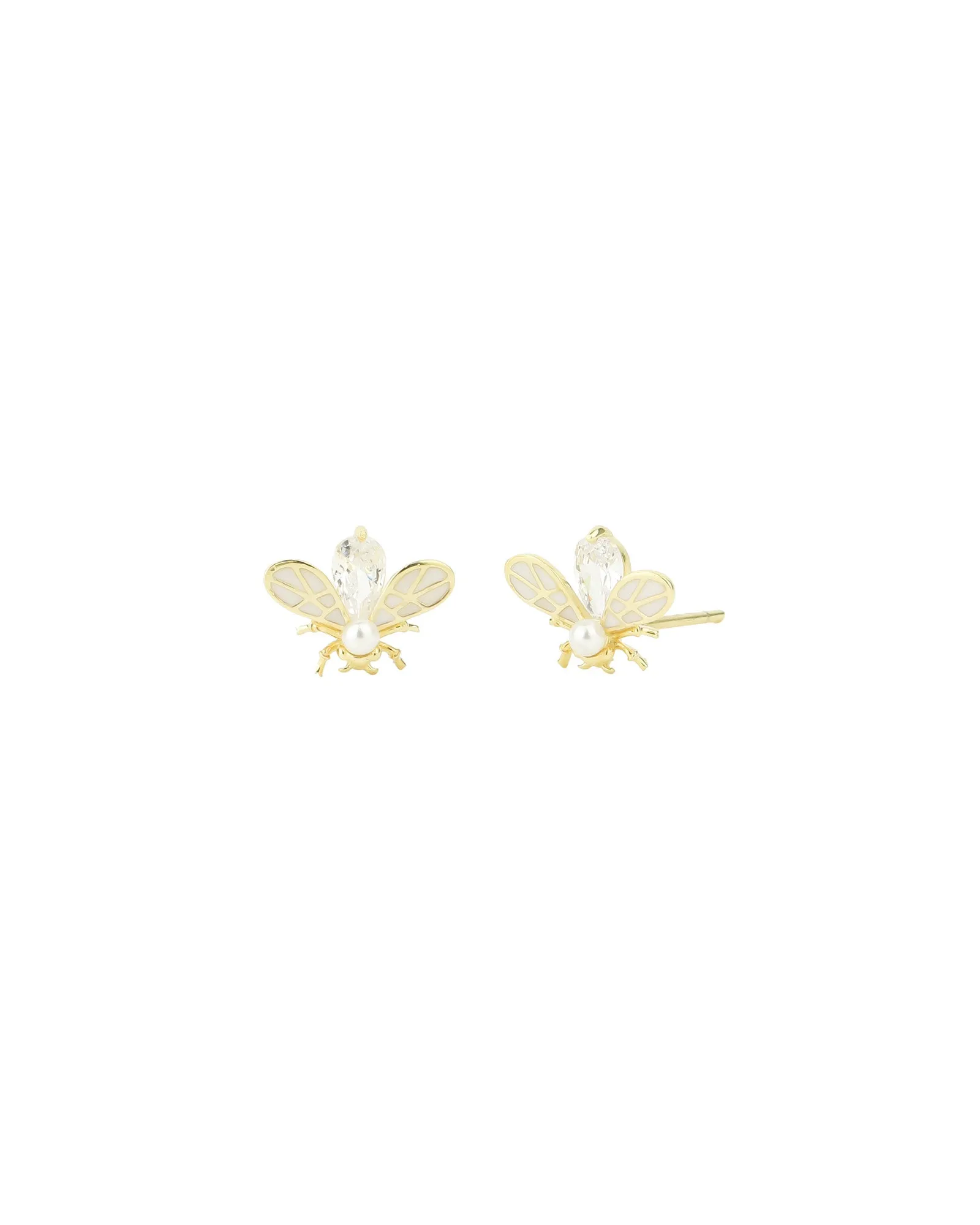 Firefly Enamel Pearl CZ Studs