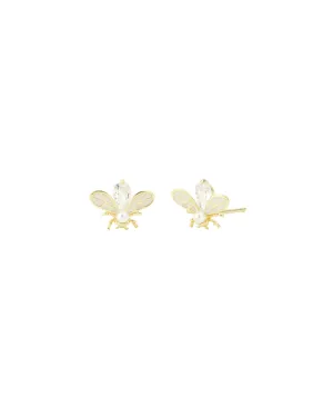 Firefly Enamel Pearl CZ Studs