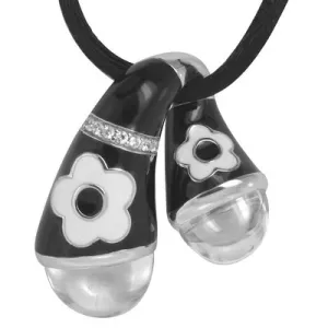 Fleur Twist - Black Enamel with CZ Pendant