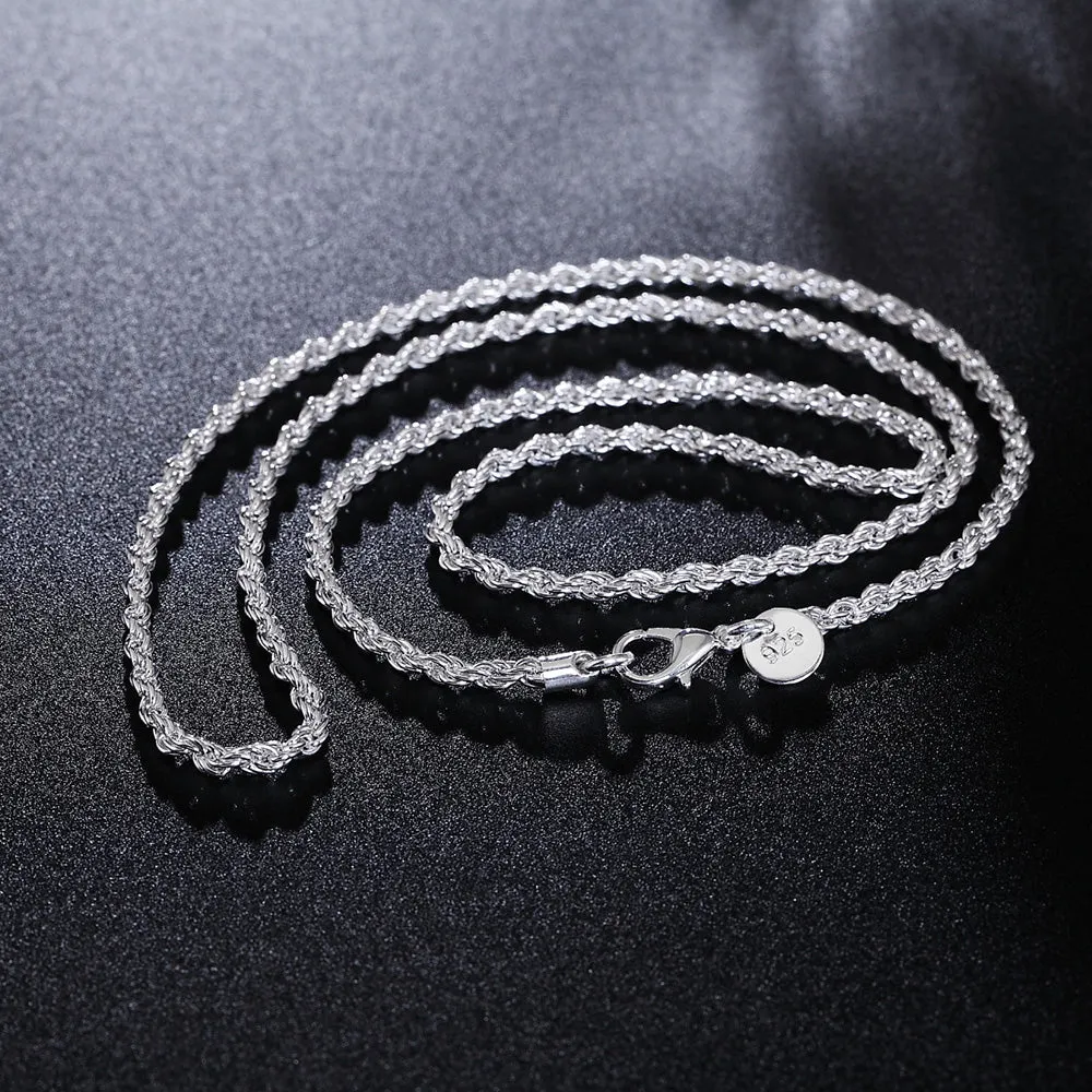 GINSTONELATE 16-24inches Rope chain NEW ARRIVE hot sale fashion 925 cute silver plated women men Necklace jewelry for pendant