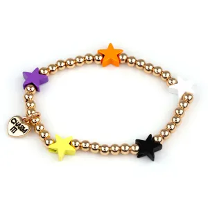 Gold Halloween Stretch Bead Bracelet