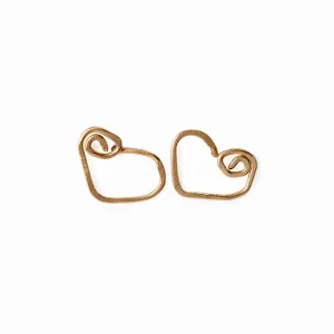 Gold Heart Stud Earrings