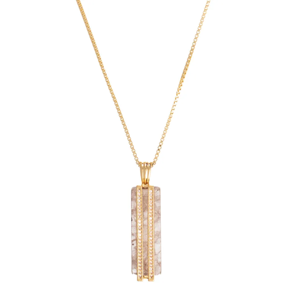 Gold Sahara Smokey Quartz Pendant Necklace