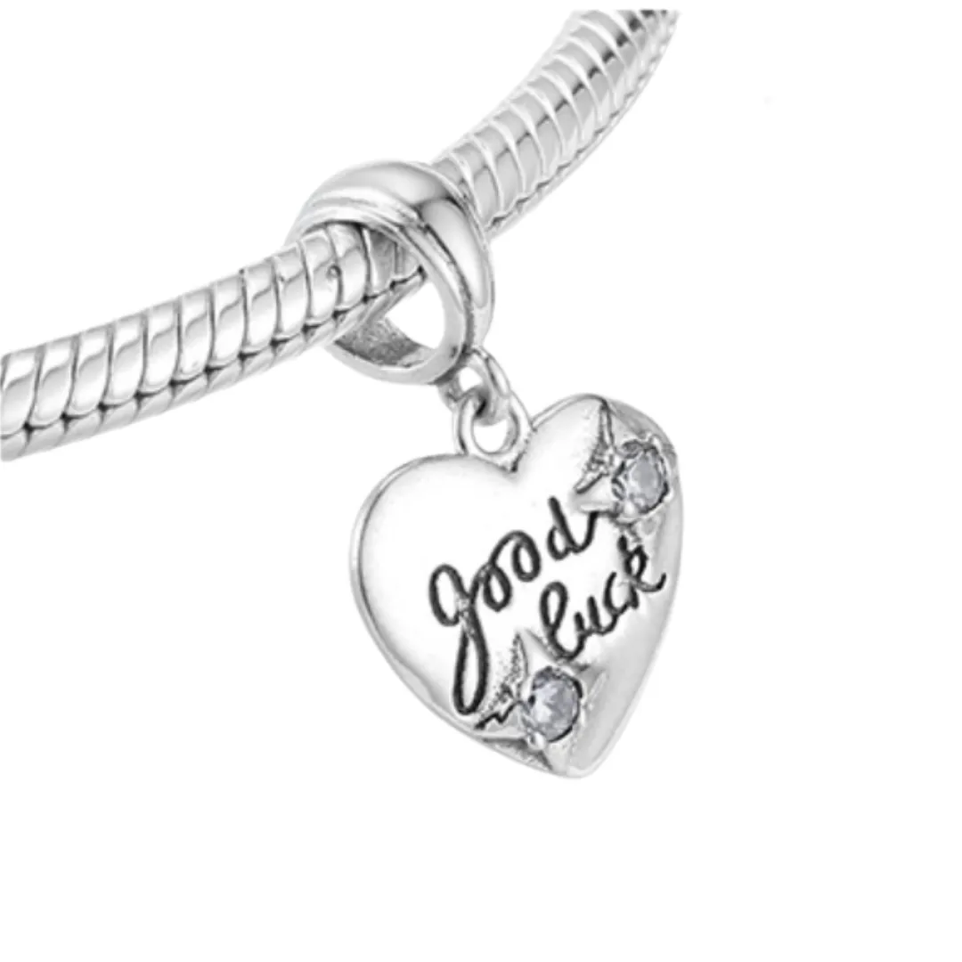 Good Luck Heart Charm 925 Sterling Silver