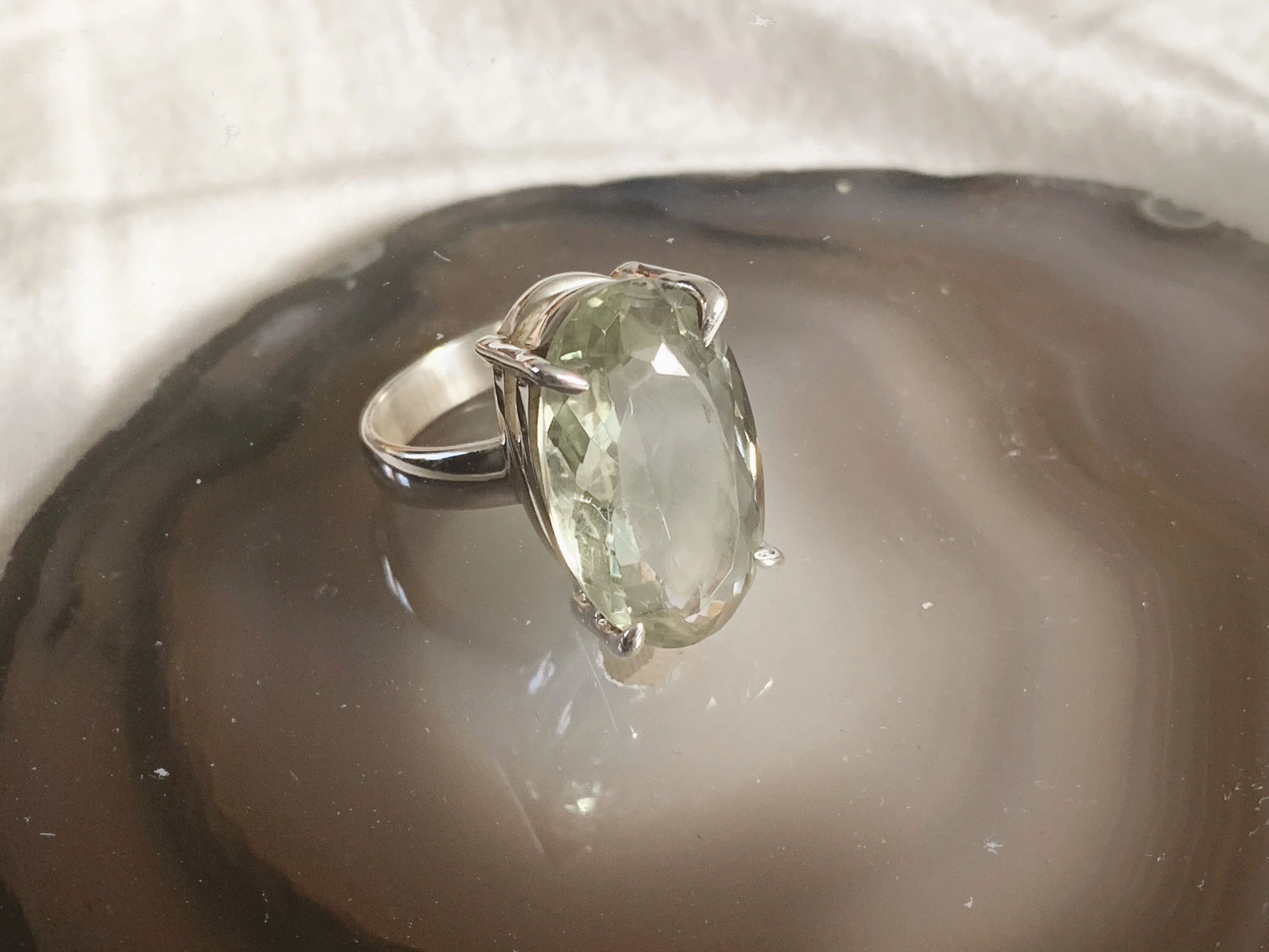 Green Amethyst Sanaa Ring - Long Oval