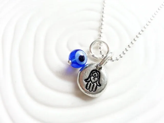 Hamsa and Evil Eye Necklace | Hand of Miram | Chamsa Jewelry