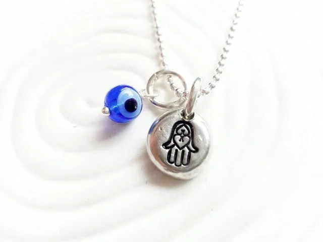 Hamsa and Evil Eye Necklace | Hand of Miram | Chamsa Jewelry