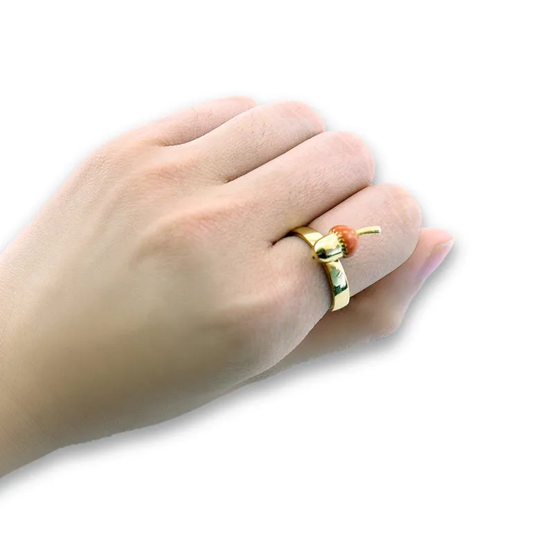 Hazelnut Light Brown & Gold Ring