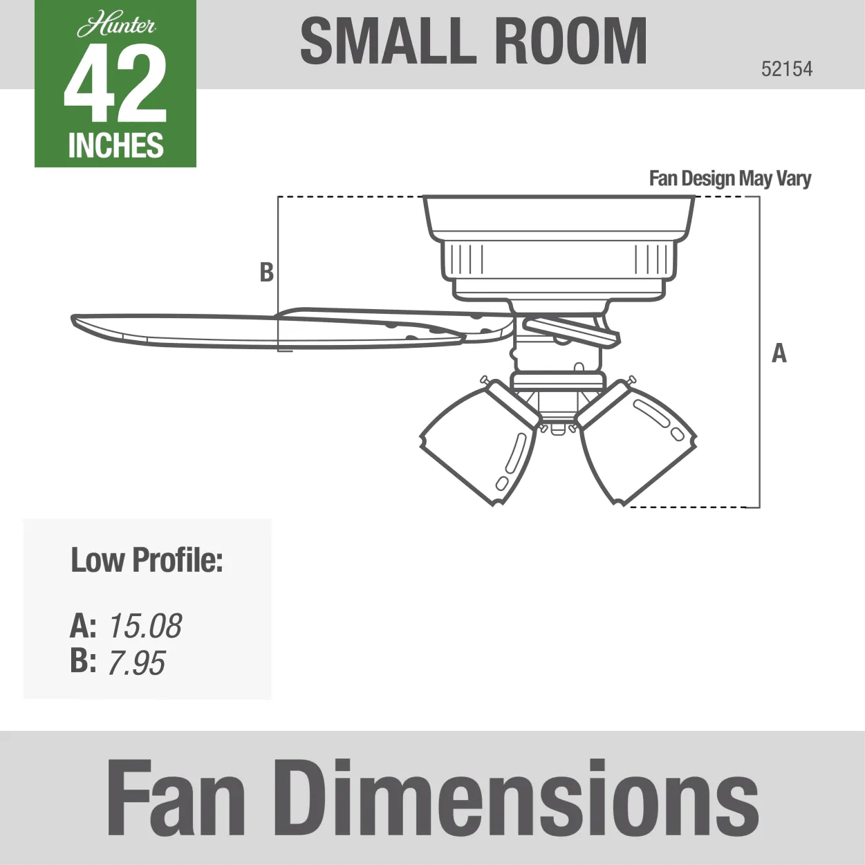 Hunter 42-Inch Crestfield Three Light Brushed Nickel Low Profile Ceiling Fan