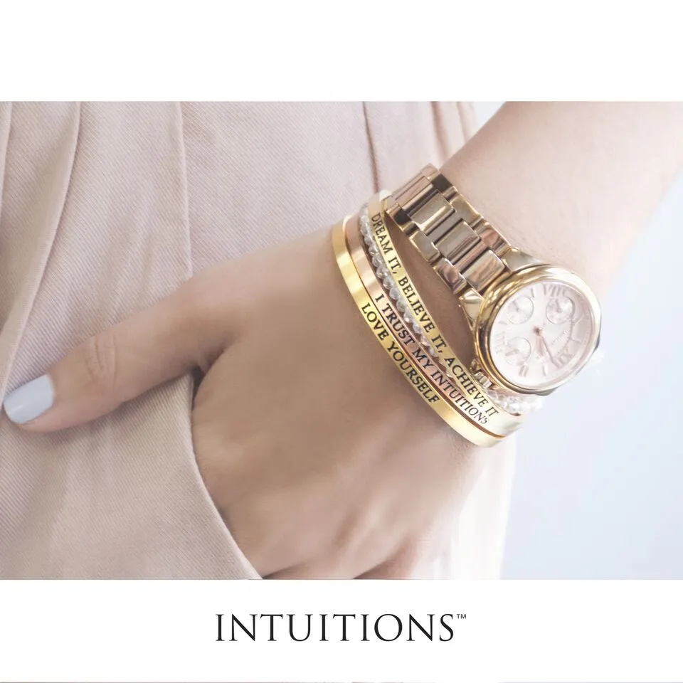 Intuitions Stainless Steel NEVER GIVE UP Diamond Accent Adjustable Bracelet