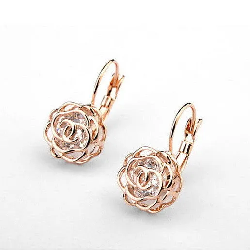 Italina Rigant Elegant Rose Flower Dangle Earrings Brincos With Environmental Alloy Anti-Allergy