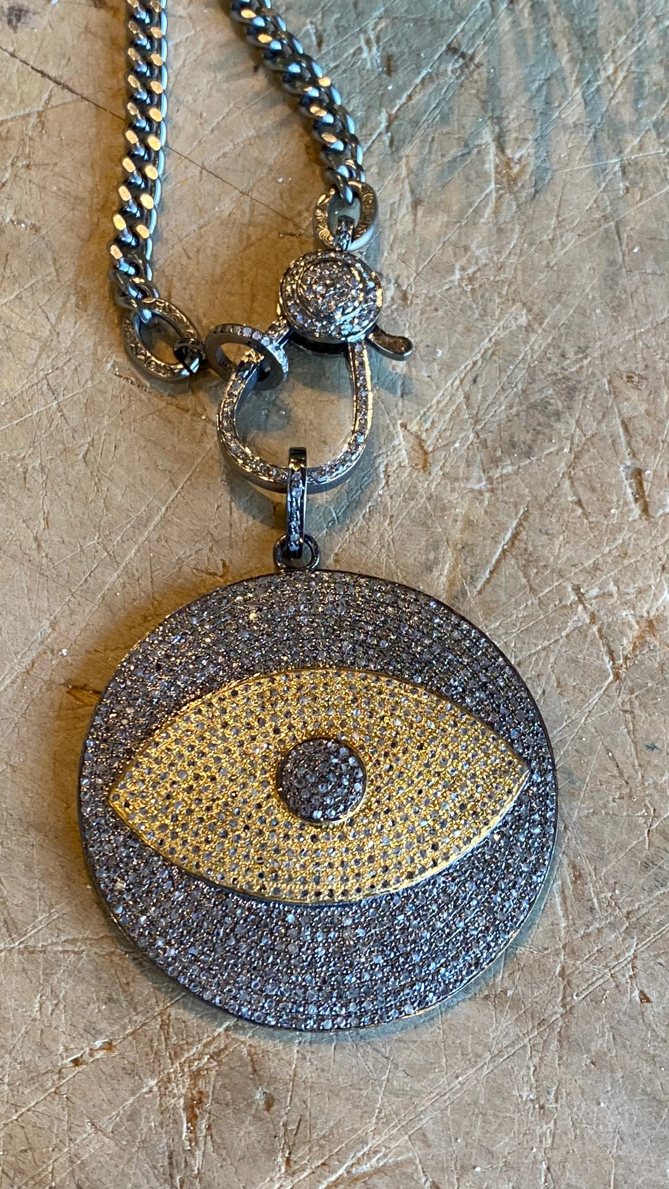 Large Diamond Evil Eye Necklace