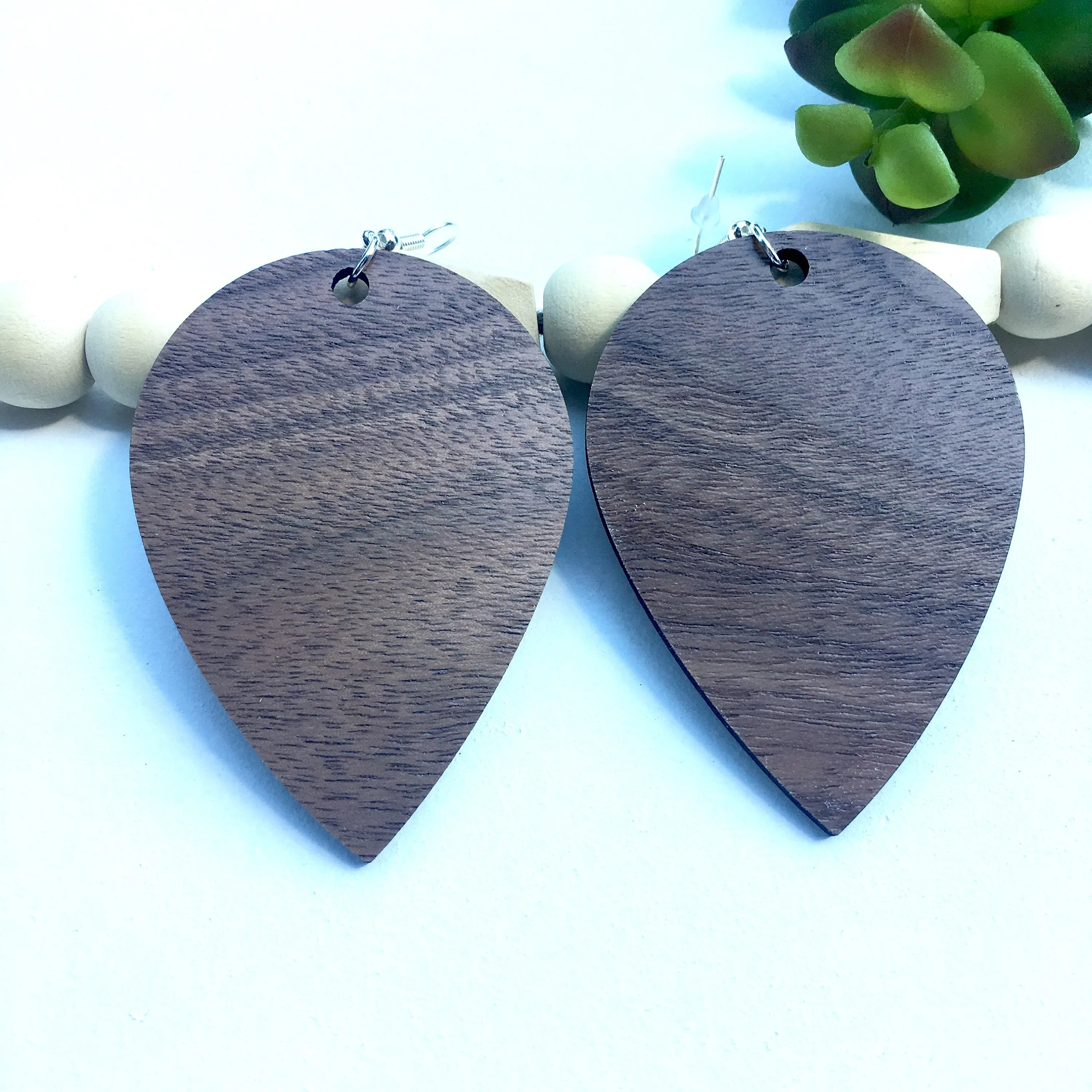 Large Upside Down Teardrop Earring, Cherry Dangle Wooden Earrings, Gift for Sister, Trendy Lightweight Earrings