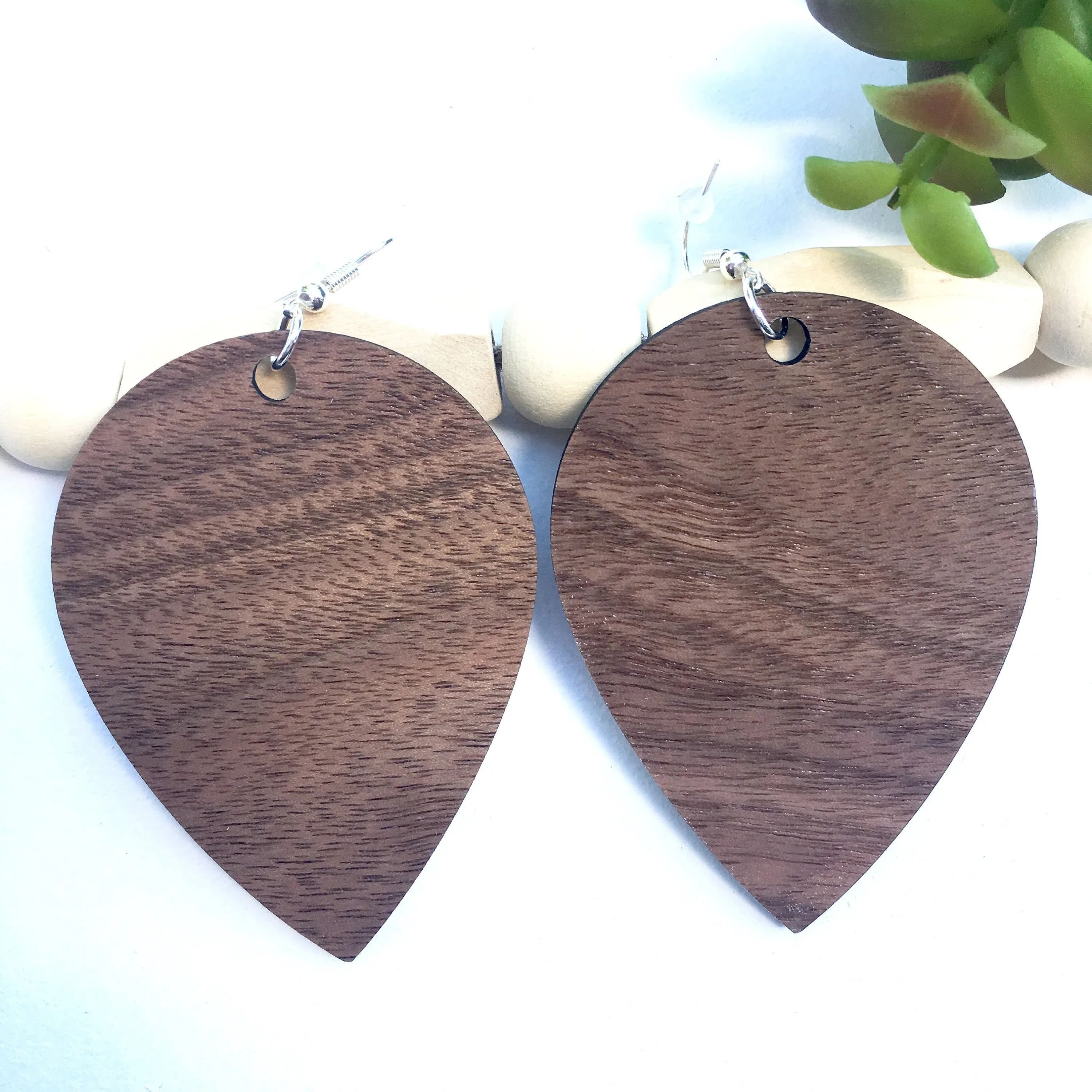 Large Upside Down Teardrop Earring, Cherry Dangle Wooden Earrings, Gift for Sister, Trendy Lightweight Earrings