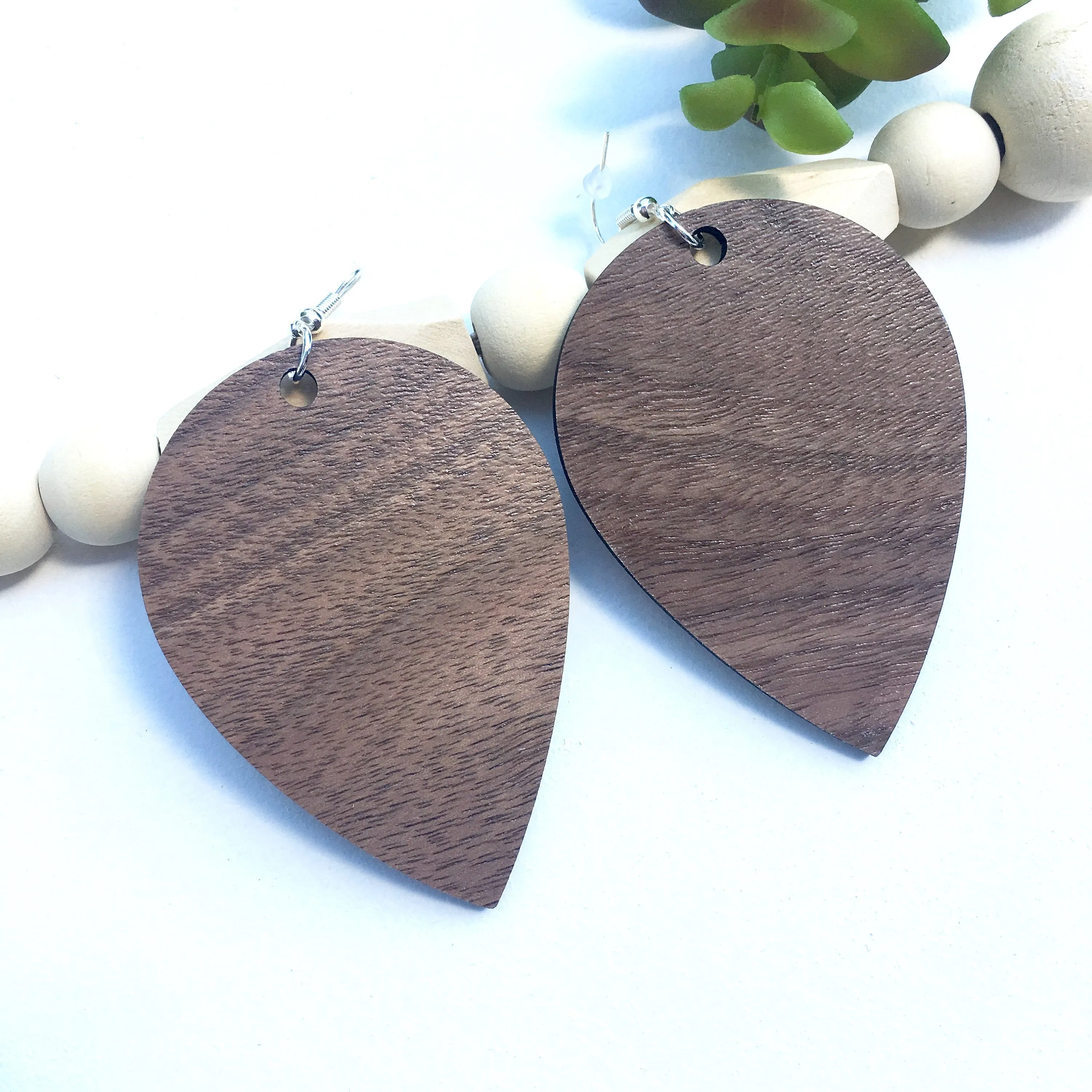 Large Upside Down Teardrop Earring, Cherry Dangle Wooden Earrings, Gift for Sister, Trendy Lightweight Earrings