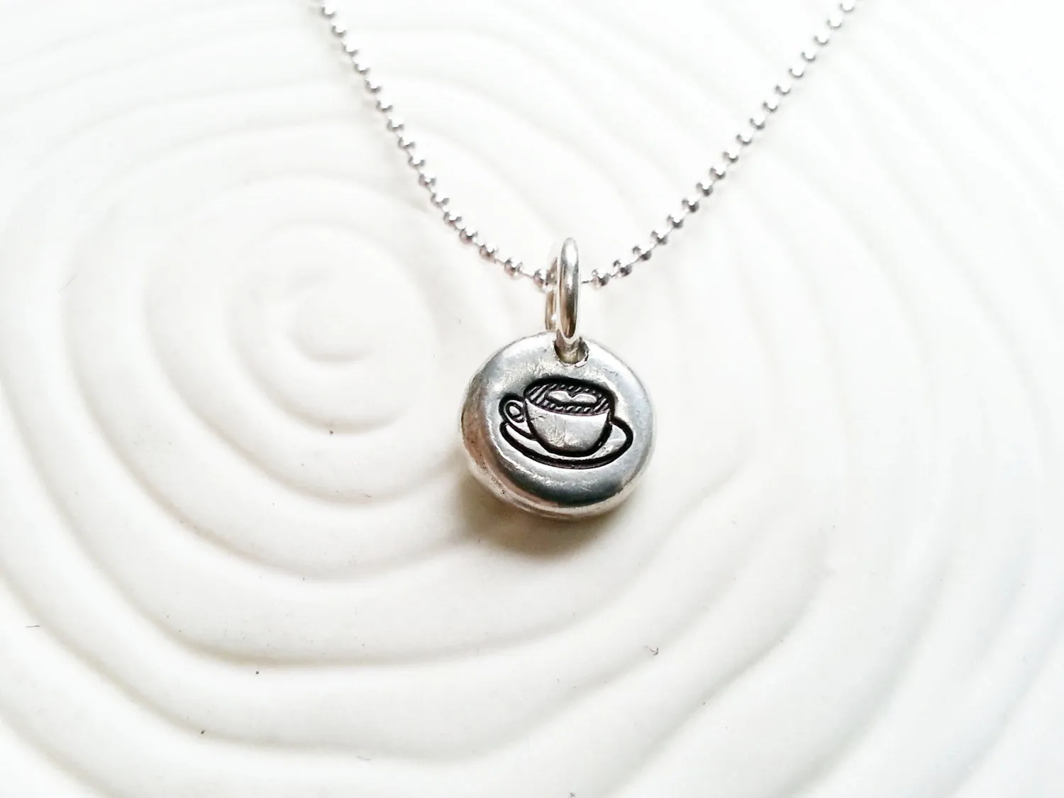 Latte Necklace | Coffee Cup Necklace | Pebble Necklace