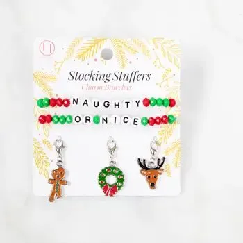 Laura Janelle Red Green Naughty Nice Charm Bracelet Set