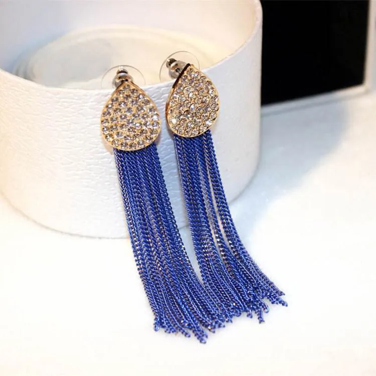 Long Earrings For Women Bijoux Gold Plated Metal Tassel Drop Earring New Fashion Jewelry