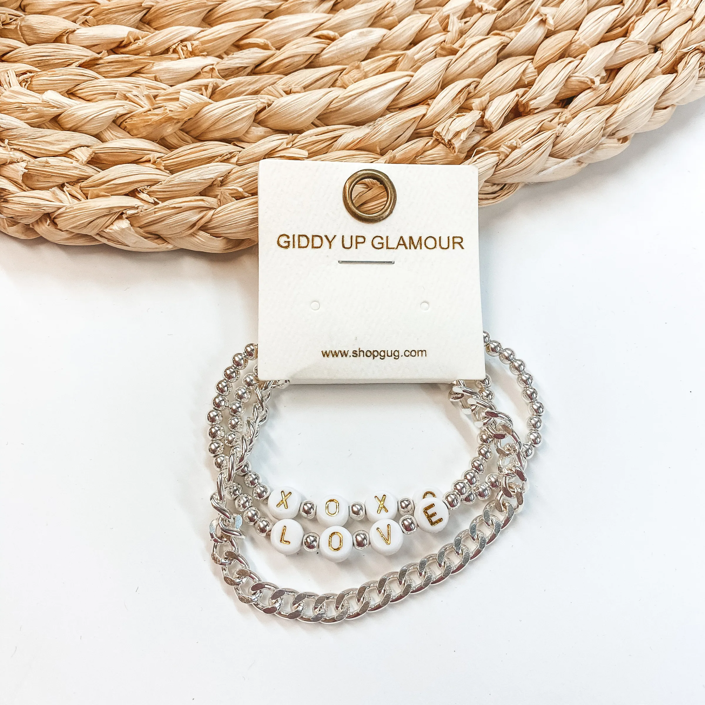 Love You Like XOXO Layered Chain Bracelet in Silver