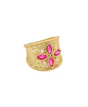 Marquise Hammered Ring - Fuchsia