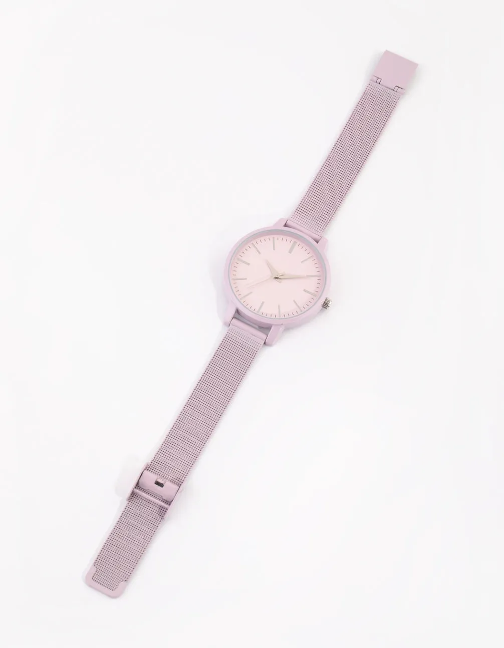 Matte Pink Mesh Strap Watch