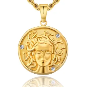 Medusa Head Coin Pendant Necklace