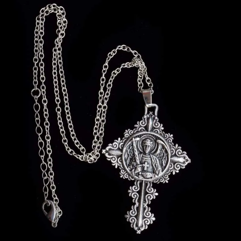 Men Necklace Archangel Michael Protect Me Saint Shield Protection Pendant Amulet Jewelry