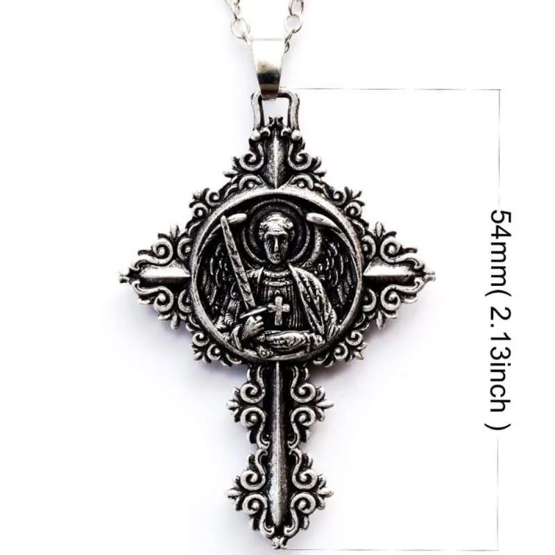 Men Necklace Archangel Michael Protect Me Saint Shield Protection Pendant Amulet Jewelry